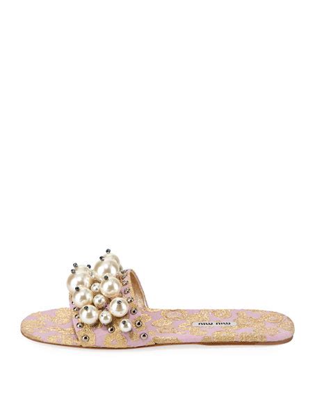 miu miu beaded jaquard slide|Miu Miu Beaded Jacquard Slide Sandal .